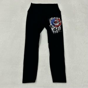 Authentic Black Patriotic Rose High Rise Athletic Yoga Leggings Pants Women’s M